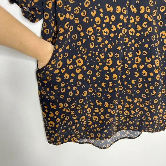 Whistles Lola Cheetah Print Shirt Dress Small Black Brown Animal Print Neutral - Picture 10 of 15